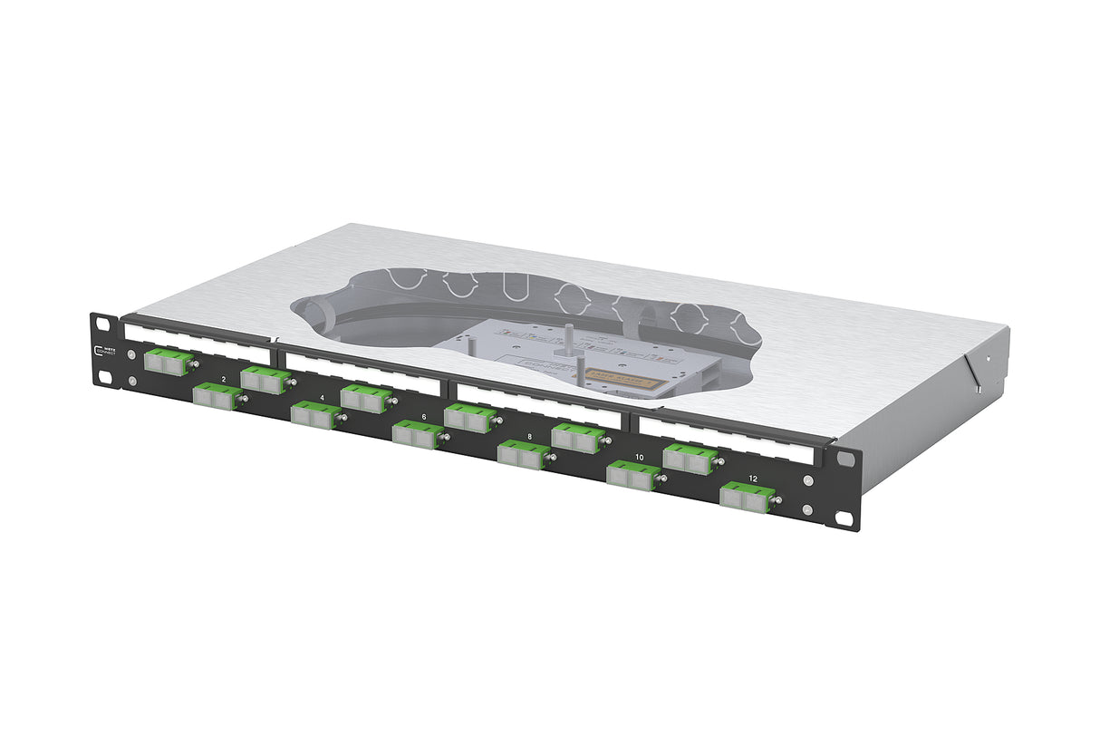 METZ CONNECT LWL-Patchpanel APC 12f SC-D 150459F212-C 482,6mm(19), 1HE OS2