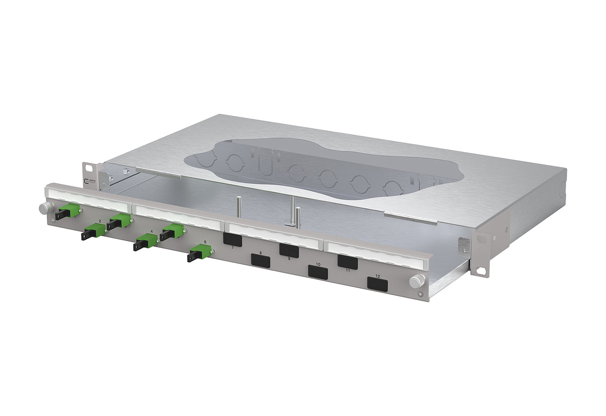 METZ CONNECT LWL-Patchpanel APC 6f E2000 1504605906-F 482,6mm(19), 1HE OS2