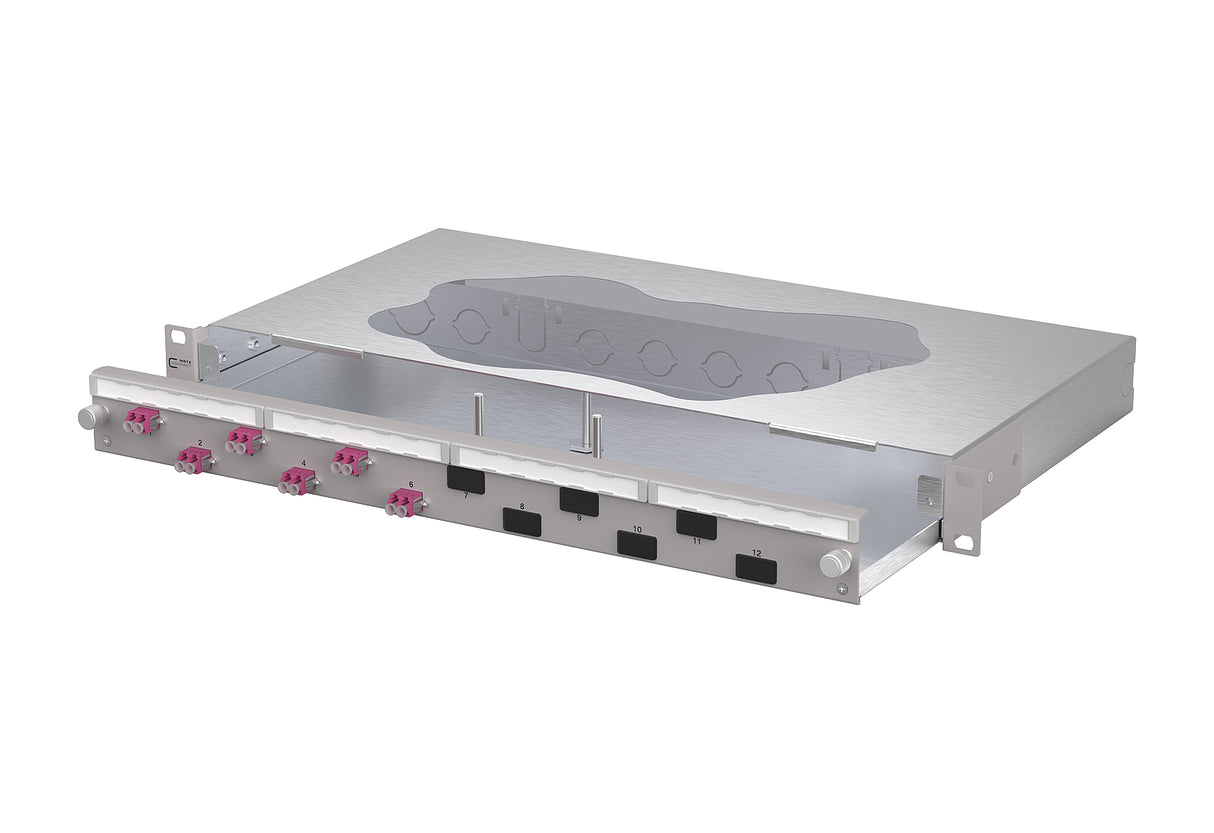 METZ CONNECT LWL-Patchpanel 6f LC-D OM4 1504607506-F 482,6mm(19), 1HE max:12f