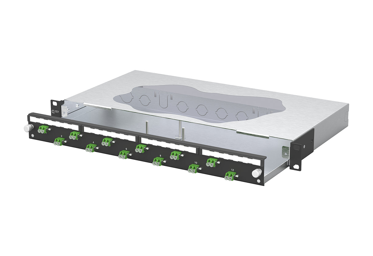 METZ CONNECT LWL-Patchpanel APC 12f LC-D 1504607612-C 482,6mm(19), 1HE OS2