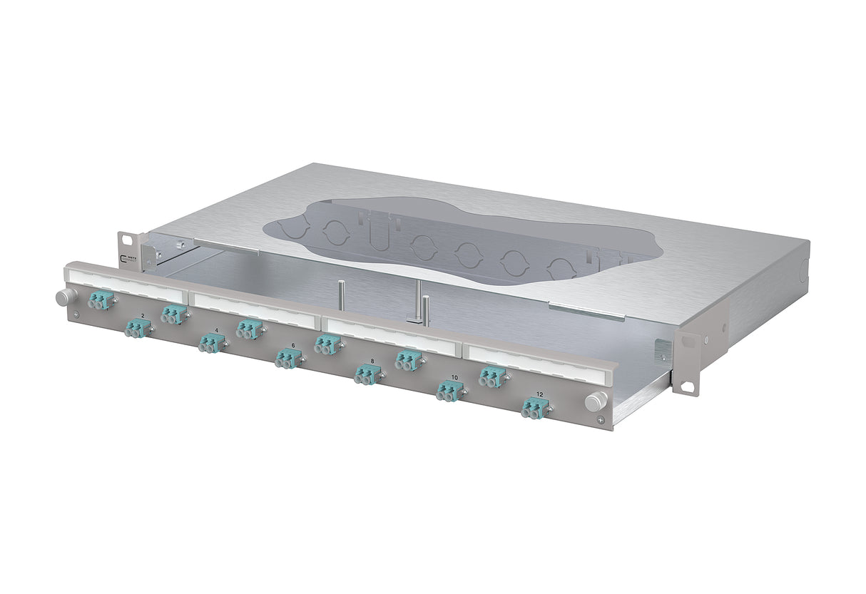 METZ CONNECT LWL-Patchpanel 12f LC-D OM3 1504607712-F 482,6mm(19), 1HE max:12f