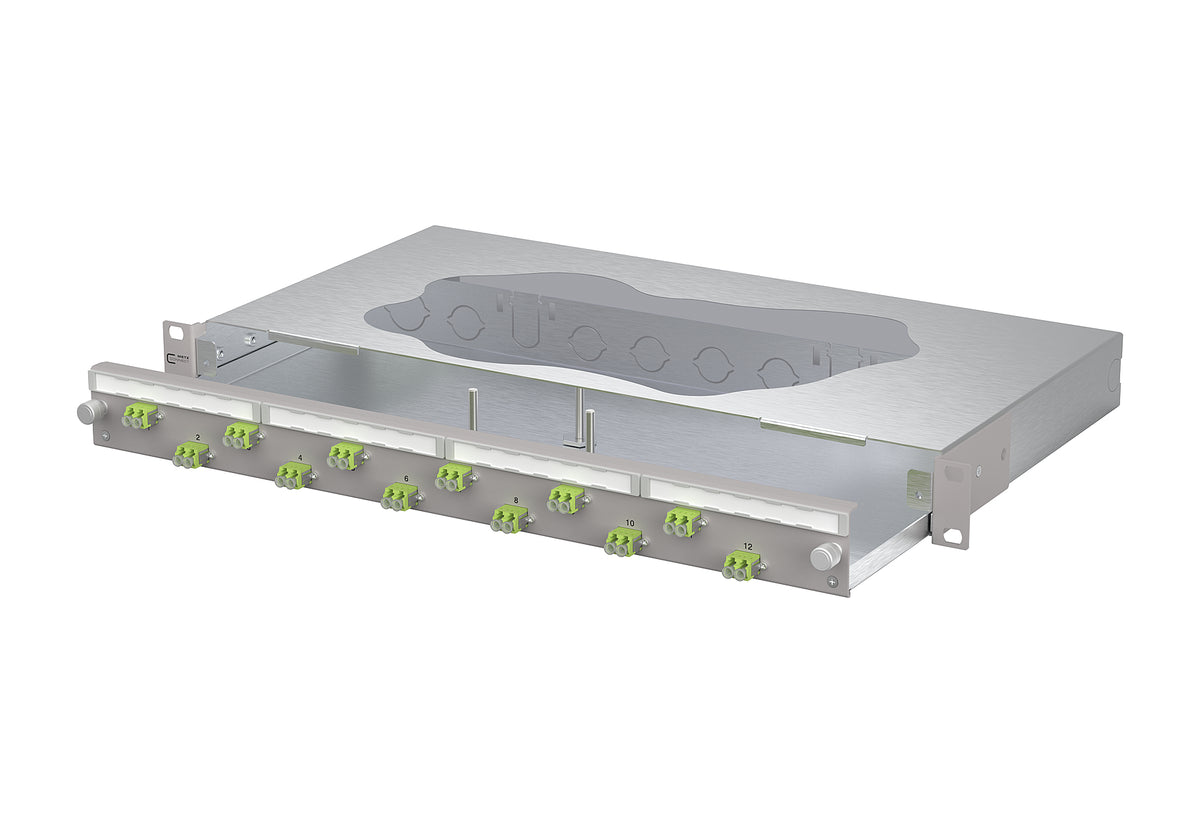 METZ CONNECT LWL-Patchpanel 12f LC-D OM5 1504607M12-F 482,6mm(19), 1HE max:12f