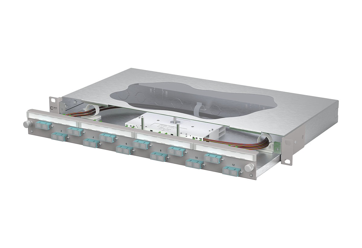 METZ CONNECT LWL-Patchpanel 12f SC-D OM3 150465BA12-F 482,6mm(19), 1HE max:12f