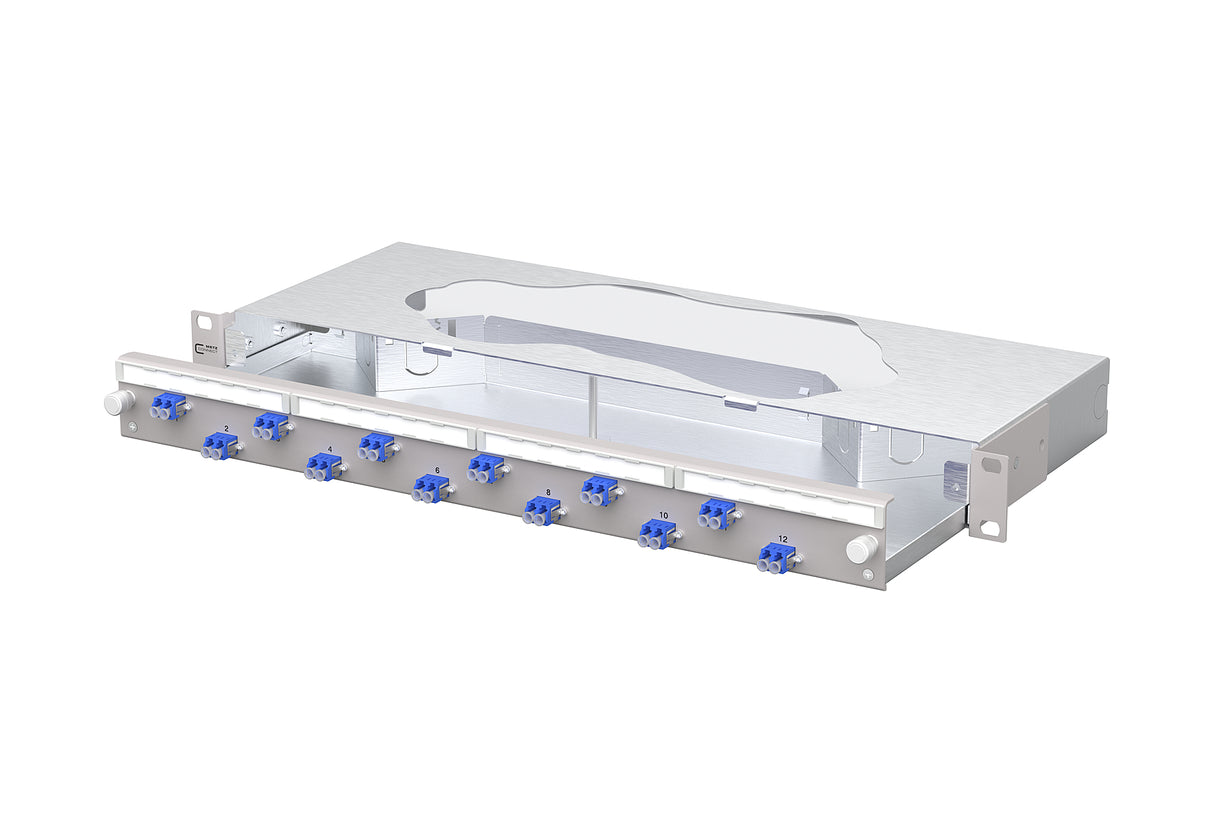 METZ CONNECT LWL-Patchpanel 12f LC-D OS2 1504907412-F 482,6mm(19), 1HE max:12f