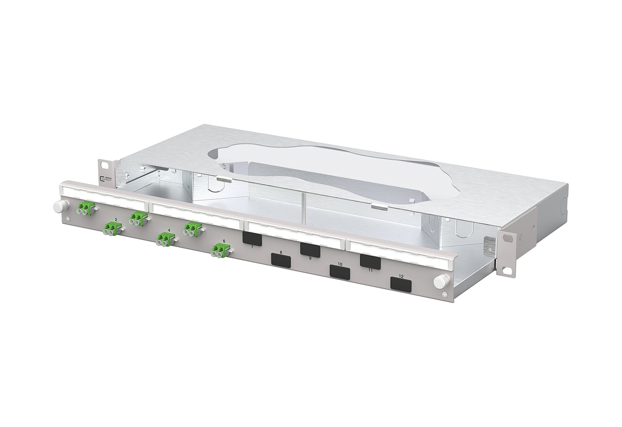 METZ CONNECT LWL-Patchpanel APC 6f LC-D 1504907606-F 482,6mm(19), 1HE OS2