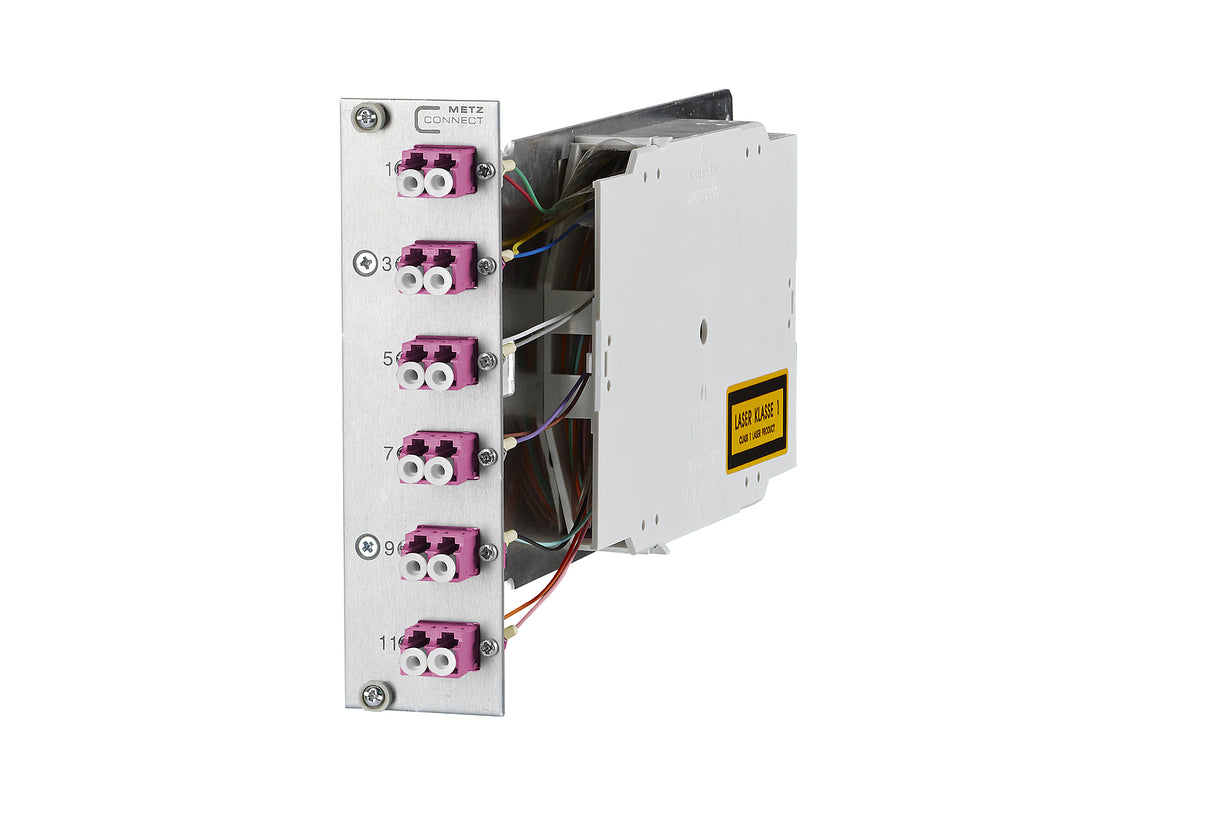 METZ CONNECT LWL-Frontplatte 6f LC-D OM4 1528S775061E 482,6mm(19), 3HE max:6f