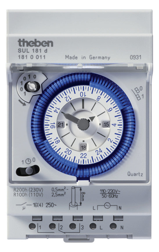 THEBEN Schaltuhr mech 110-230VAC REG 3TE SUL 181 d 1kan Wechs 200h 24h Prog