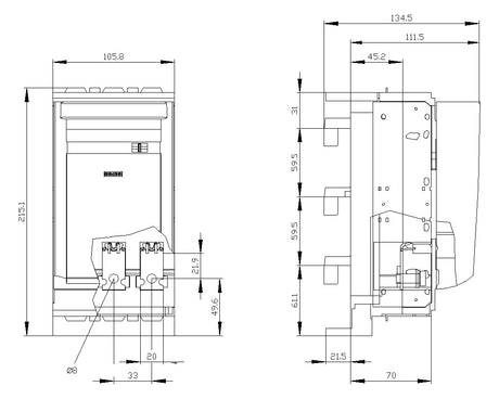 SIEMENS Sicherheitsschalter 160 A 3p 3NP1133-1JC10 NH000, NH00 IP40