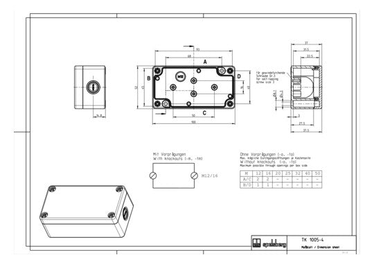 SPELSBERG Leergehäuse Kst IP66 ET23mm TK PC 1005-4-m B100xH37xT52mm geschl