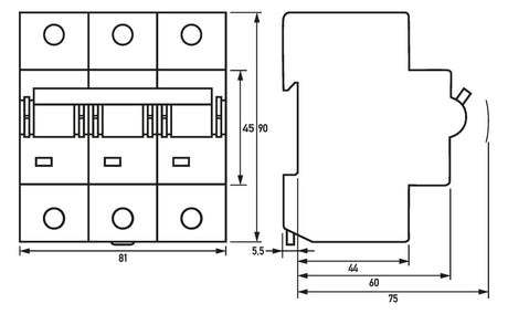 DOEPKE Leitungsschutzschalter UC C 125A DMCB 2 C125-3 3p 400V 4,5TE 50Hz IP20