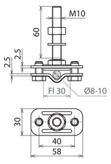 DEHN SE Anschlussklemme  8-10mm 30mm V4A AK ZS 8.10 FL30 GBM10X60 V4A unbeh