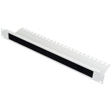 19" Bürsteneinführungspanel mit Kabelabfangung, 1HE, RAL7035