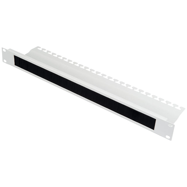 19" Bürsteneinführungspanel mit Kabelabfangung, 1HE, RAL7035