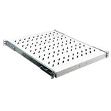 19" Fachboden ausziehbar, 1HE, 30kg Last, T=570mm, Lichtgrau