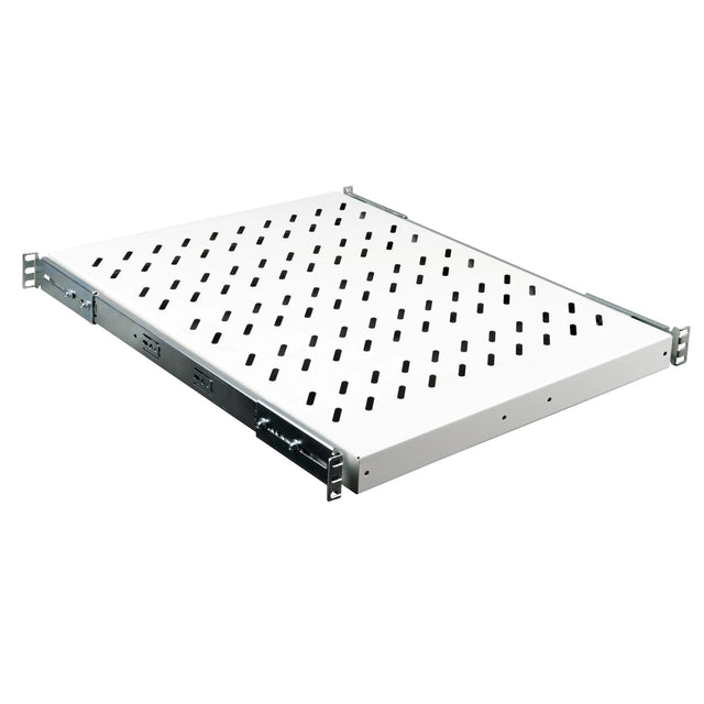 19" Fachboden ausziehbar, 1HE, 30kg Last, T=570mm, Lichtgrau