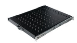 19" Fachboden ausziehbar, 1HE, 30kg Last, T=570mm, schwarz