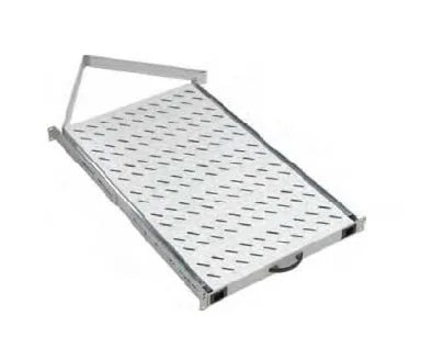 19" Fachboden ausziehbar, 1HE, 50kg Last, T=720mm, Lichtgrau