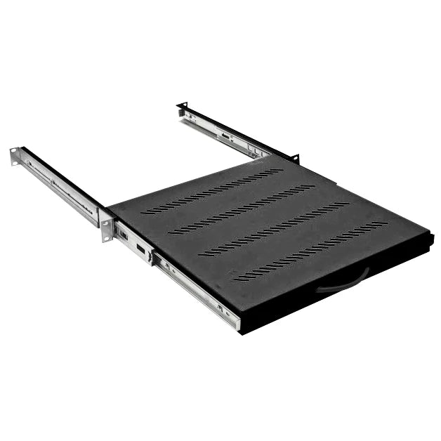 19" Fachboden mit Vollauszug, 45kg Last, T=650mm,1HE,RAL9005