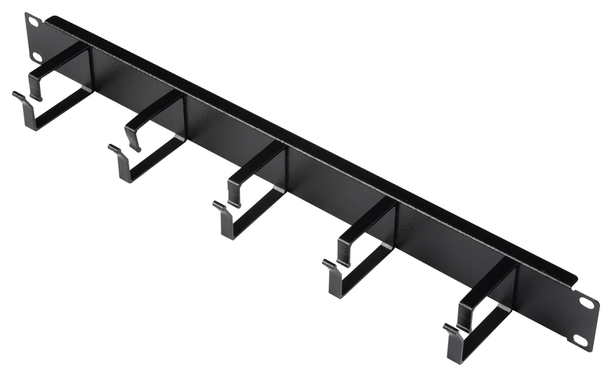 19" Kabelführungspanel, 1HE, 5 Metall-Ringe 63mm, RAL9005