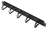 19" Kabelführungspanel, 1HE, 5 Metall-Ringe 63mm, RAL9005