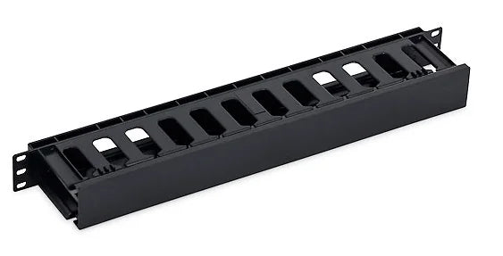 19" Kabelführungspanel, 1HE, Kunststoff, RAL9005 Schwarz