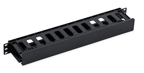 19" Kabelführungspanel, 1HE, Kunststoff, RAL9005 Schwarz