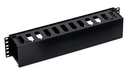 19" Kabelführungspanel, 2HE, Kunststoff, RAL9005 Schwarz
