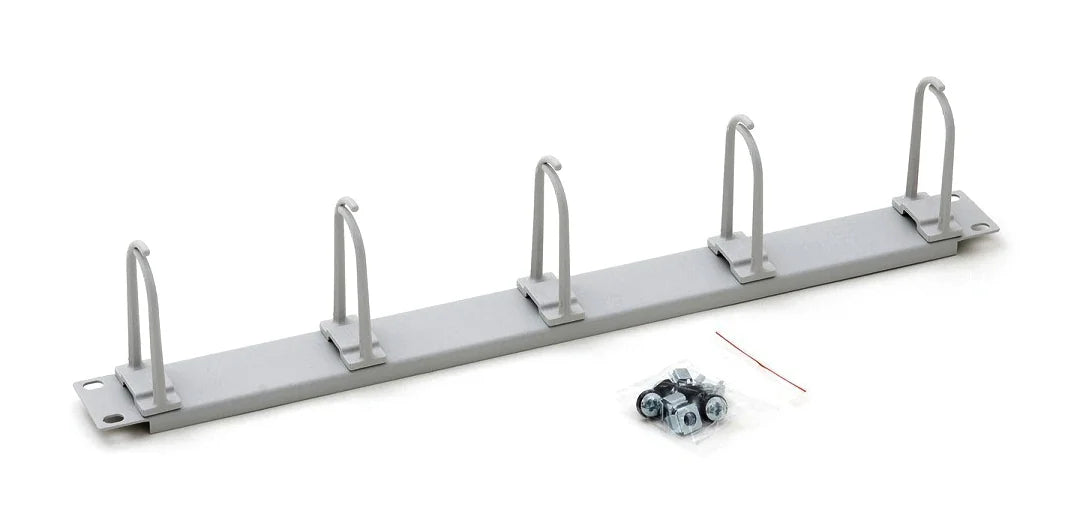 19" Kabelführungspanel, 5 große Ringe 40x83mm, 1HE, RAL7035