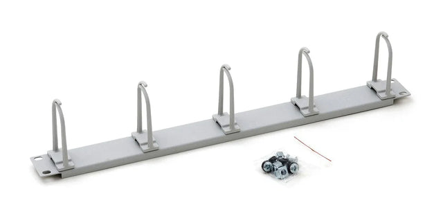 19" Kabelführungspanel, 5 große Ringe 40x83mm, 1HE, RAL7035