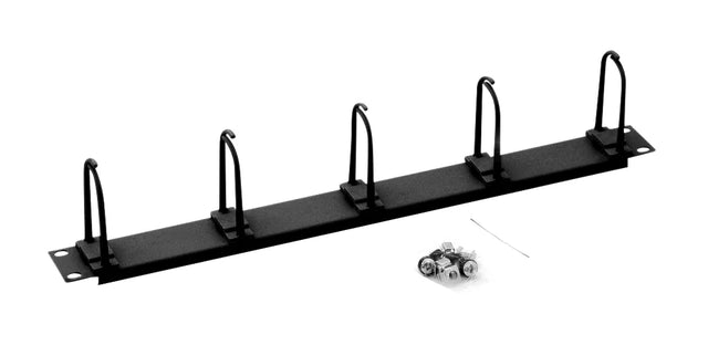 19" Kabelführungspanel, 5 große Ringe 40x83mm, 1HE, RAL9005