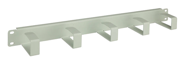 19" Kabelführungspanel, 5 Metall-Ringe 80x40mm, 1HE, RAL7035