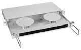 19" LWL Überlängenschubladenbox, T=210mm, 1HE, RAL7035