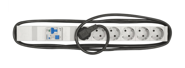19" Netzleiste 6x Schuko mit LS-FI BO217616, Profil ALU 1HE