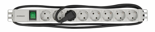 19" Netzleiste 8xSchuko mit Ein/Aus-Schalter, Profil ALU 1HE