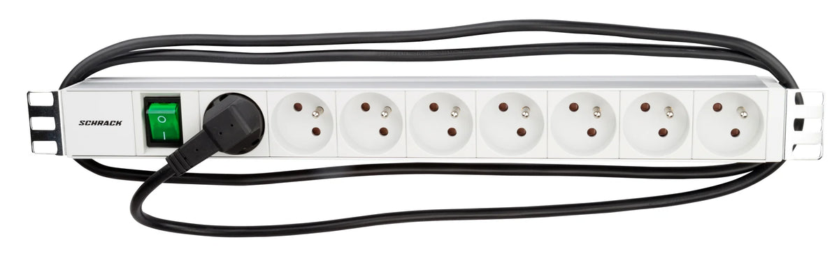 19" Netzleiste 8xUTE, Schalter, Profil ALU 1HE, 2m-Kabel
