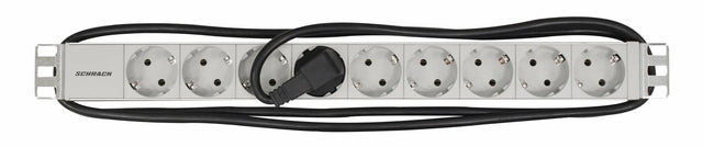19" Netzleiste 9x Schuko, Profil ALU 1HE, 2m-Kabel, RAL7035