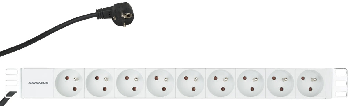 19" Netzleiste 9xUTE, Profil ALU 1HE, 2m-Kabel, RAL7035