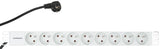 19" Netzleiste 9xUTE, Profil ALU 1HE, 2m-Kabel, RAL7035