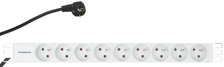19" Netzleiste 9xUTE, Profil ALU 1HE, 2m-Kabel, RAL7035