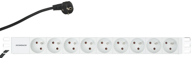 19" Netzleiste 9xUTE, Profil ALU 1HE, 2m-Kabel, RAL7035