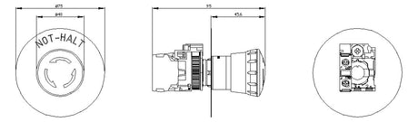 SIEMENS Drucktaster 1f rt rnd  22mm 1Ö 3SU1100-1HB20-1CH0 40x44mm IP67K