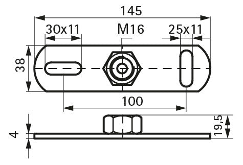 Walraven Grundplatte CO2-geschweißt elektrolytisch verzinkt M16 | 6719016