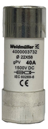 WEIDMÜLLER Keramiksicherung 40A 1500V DC FUSE WSFL 22X58 40A 1K5V GPV 22x58mm