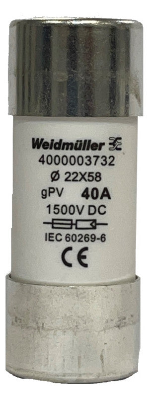 WEIDMÜLLER Keramiksicherung 40A 1500V DC FUSE WSFL 22X58 40A 1K5V GPV 22x58mm