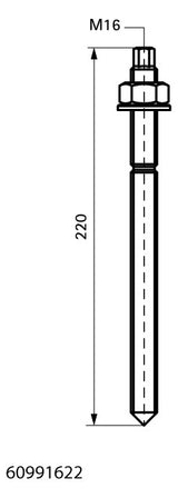 Walraven Ankerstange WIS ev M16x220 vormont. U-Scheibe/Mutter, FK 5.8 | 60991622