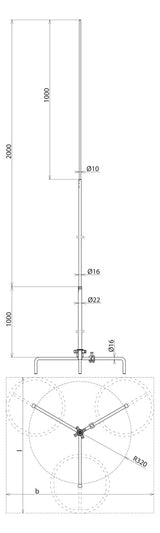 DEHN SE Fangstange Stativ 3000mm  22mm FS 22 16 10 3000 AL DBS R320 STTZN alu
