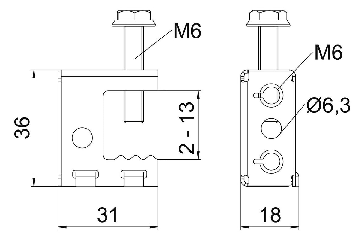 BETTERMANN Befestigungsklammer 2-13mm ST SK 213 Zn/AluLam