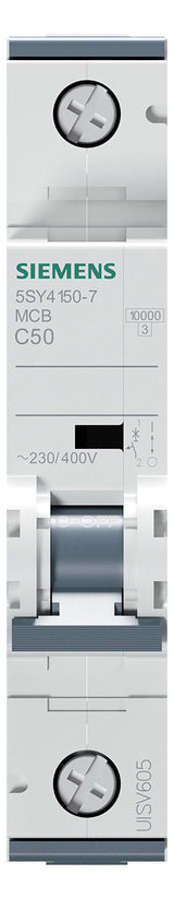 SIEMENS Leitungsschutzschalter UC C 50A 5SY4150-7 1p 400V 1TE 50Hz IP20