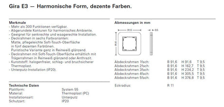 GIRA Rahmen 2f gr/rws Kst Gira E3 1002412