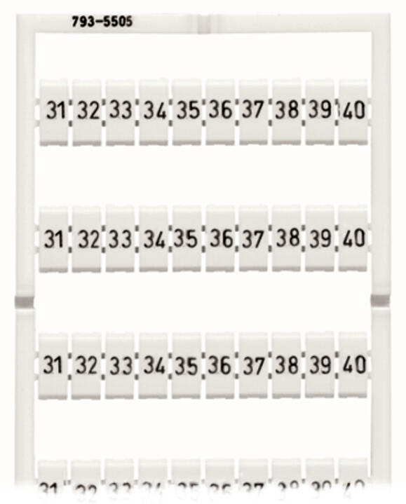 WAGO Klemmenmarkierung ws RM=5mm 31-40 Serie 793 793-5505 horiz